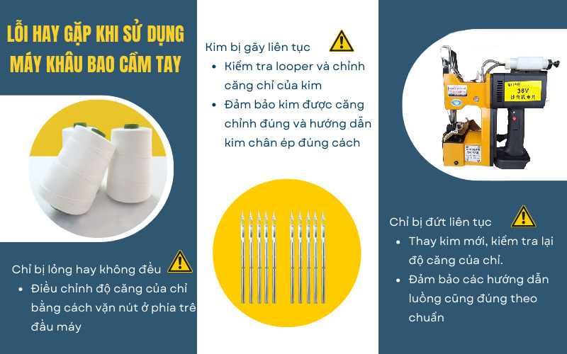 Lỗi hay gặp khi sử dụng máy khâu bao