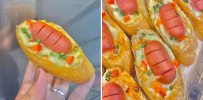 Món bánh mì nướng phô mai xúc xích giòn rụm