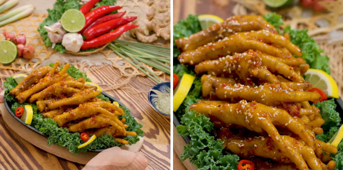 Món chân gà sốt cay dai giòn sần sật