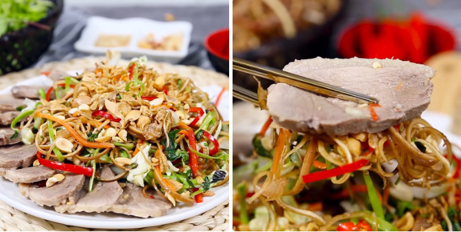 Món gỏi vịt trộn rau muống thơm ngon lạ miệng