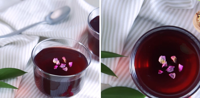 Món thạch trà hoa hồng đẹp mắt