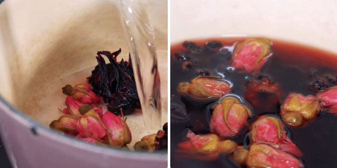 Nấu trà hoa hồng