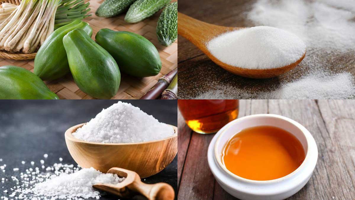 Nguyên liệu làm mắm đu đủ