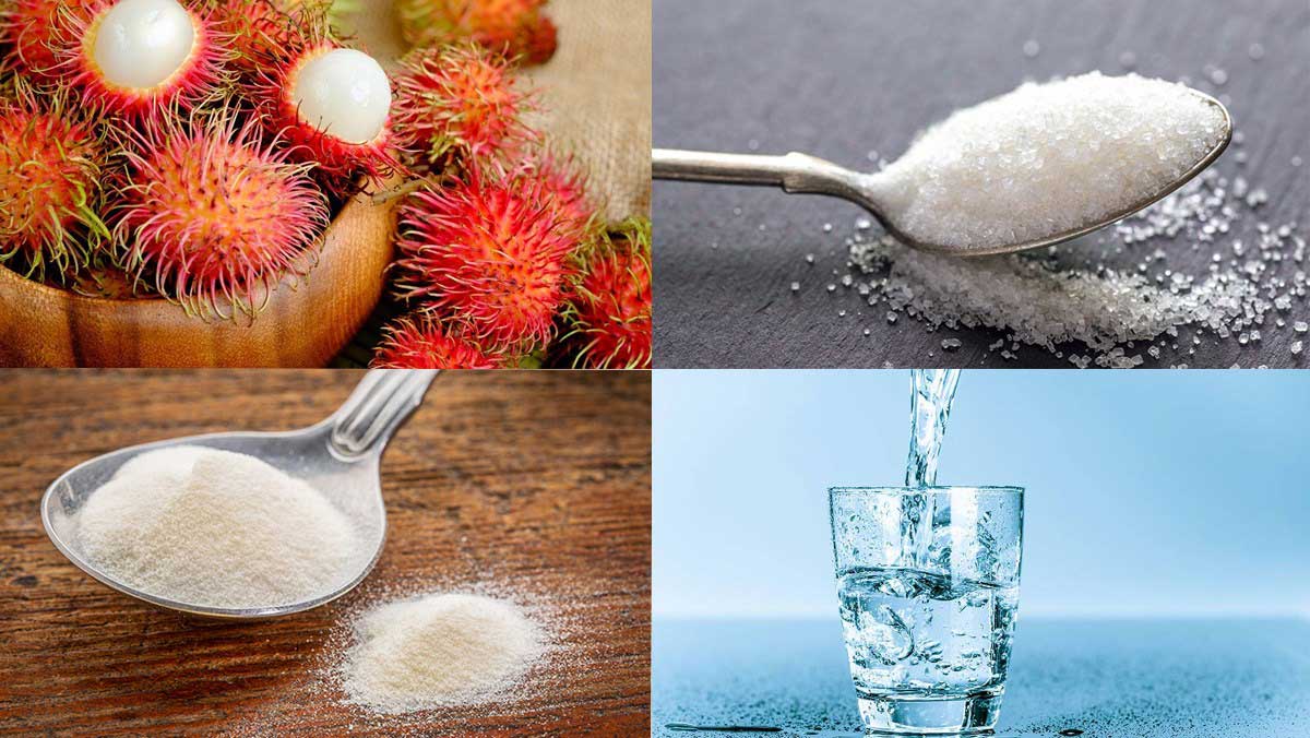 Nguyên liệu làm rau câu chôm chôm