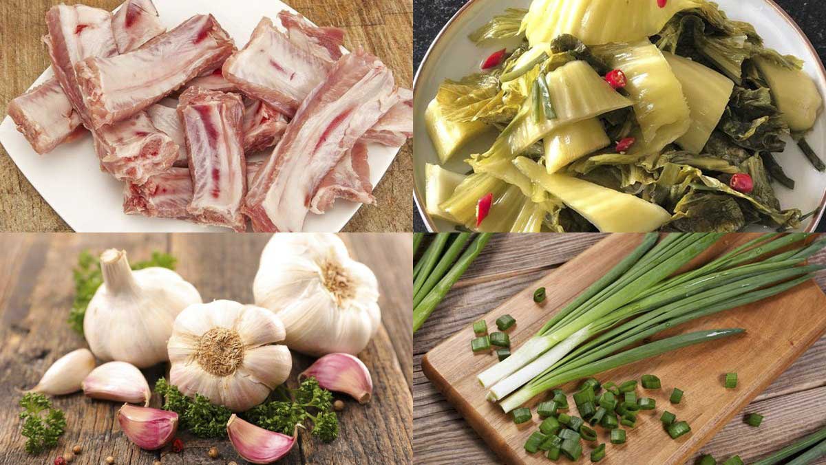 Nguyên liệu làm sườn xào cải chua