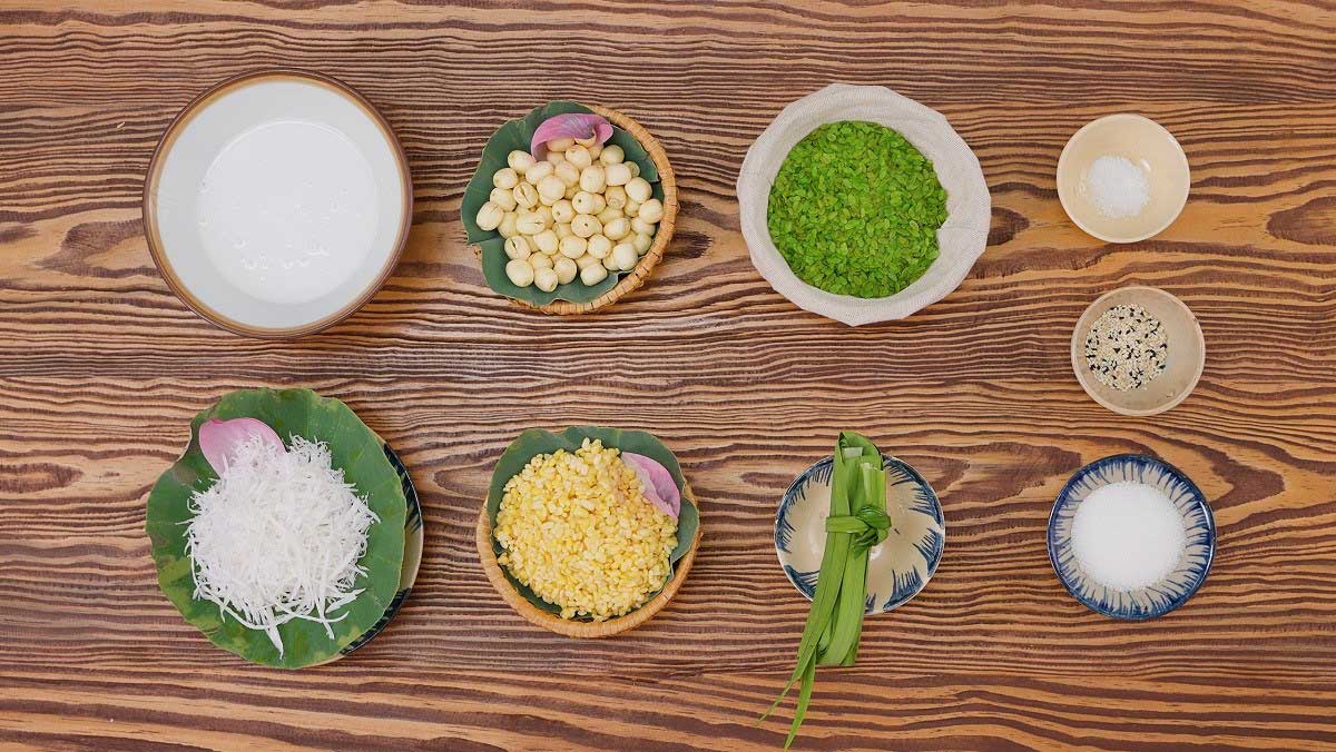 Nguyên liệu làm xôi cốm hạt sen