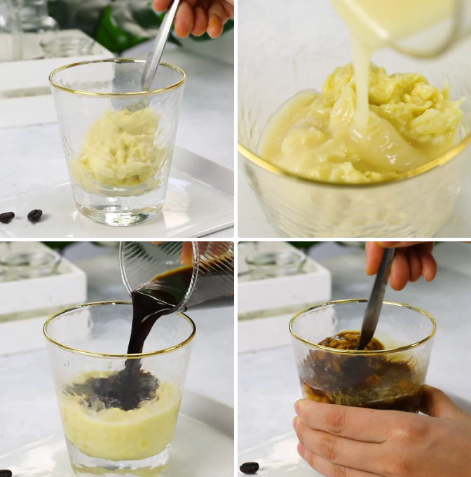 Pha cà phê sầu riêng