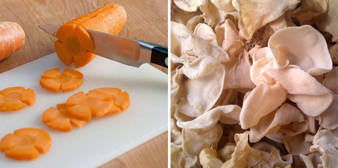 Sơ chế tai heo và rau củ