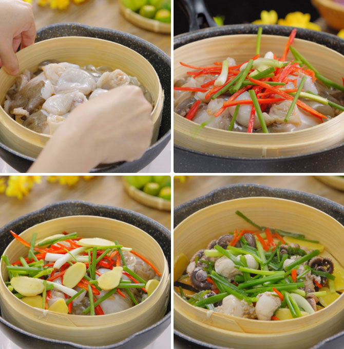 Sơ chế và hấp bạch tuộc