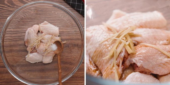 Sơ chế và ướp cánh gà