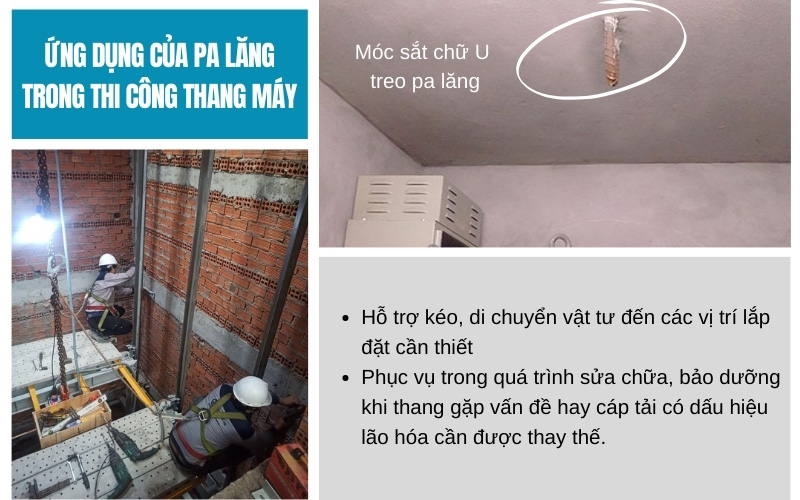 Ứng dụng của pa lăng trong thi công thang máy