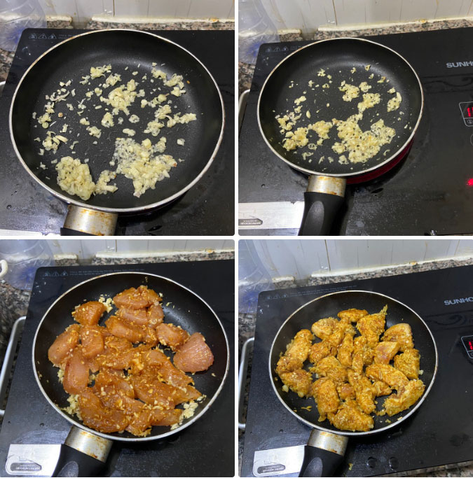 Xào sơ thịt gà