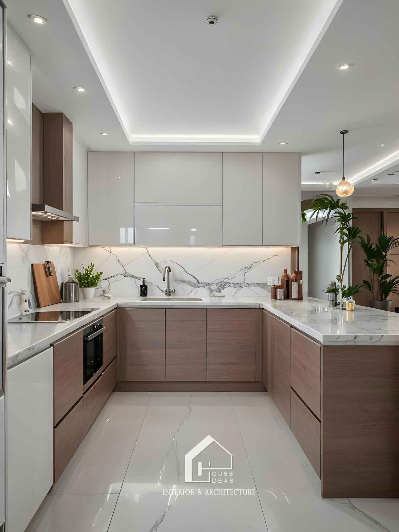 tủ bếp sang trọng chất liệu acrylic