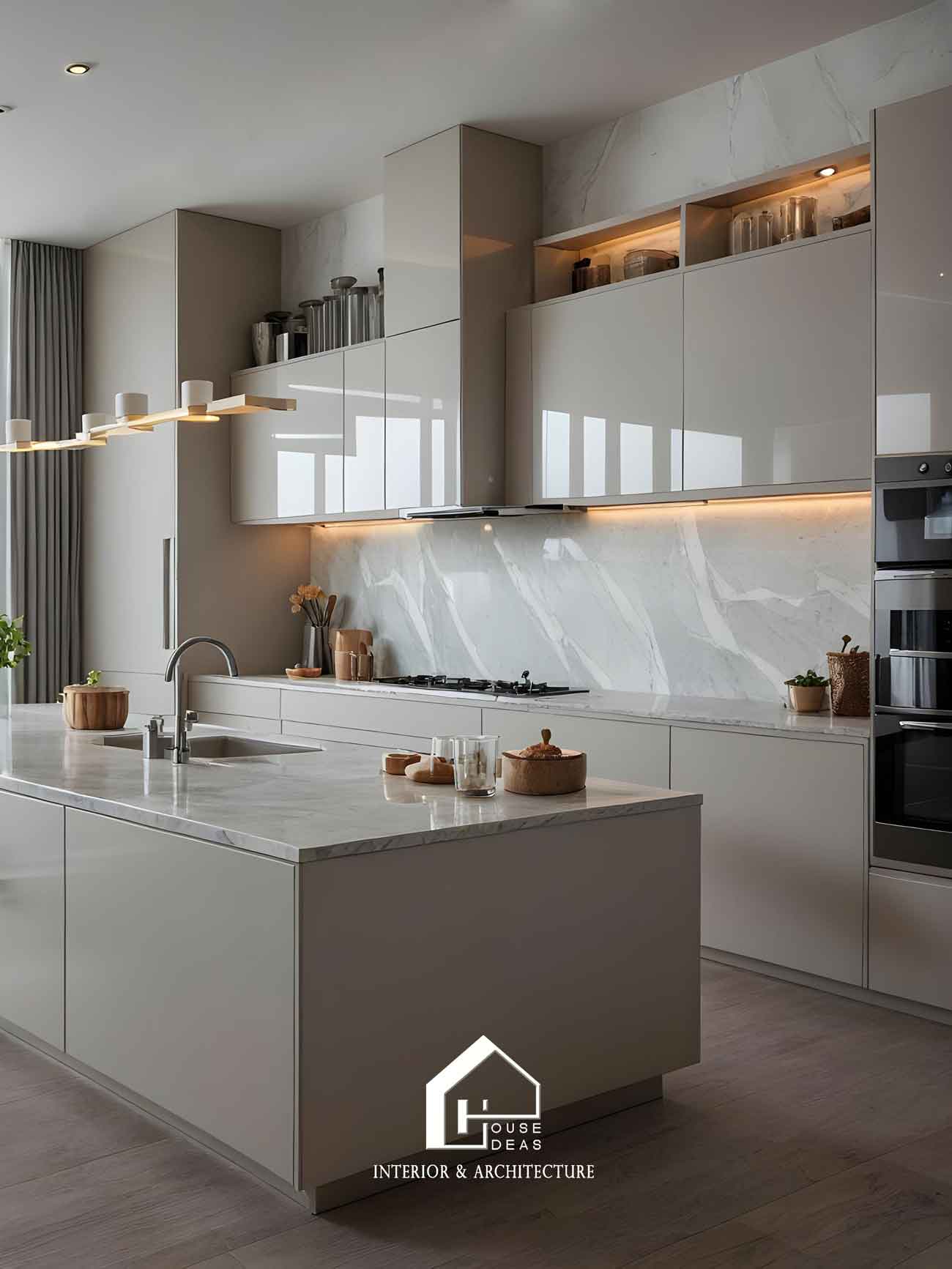 tủ bếp sang trọng chất liệu acrylic