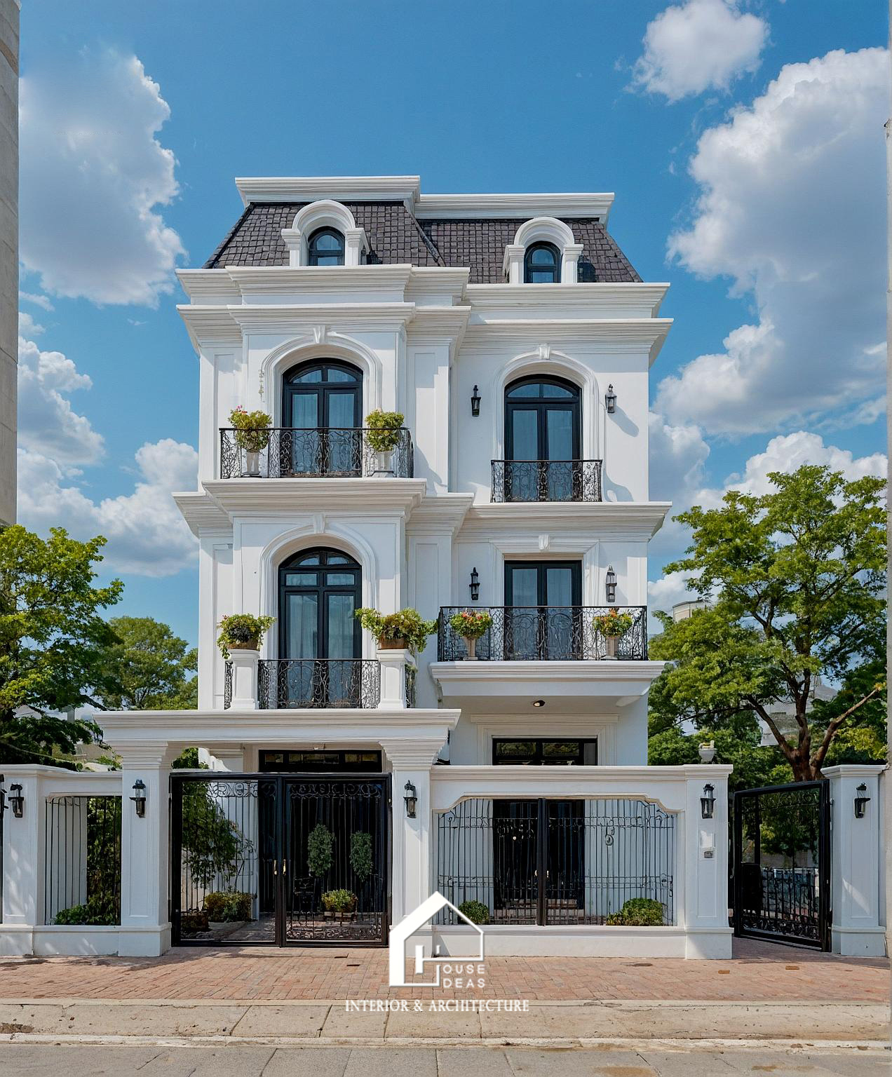 Mặt tiền nhà biệt thự tân cổ điển