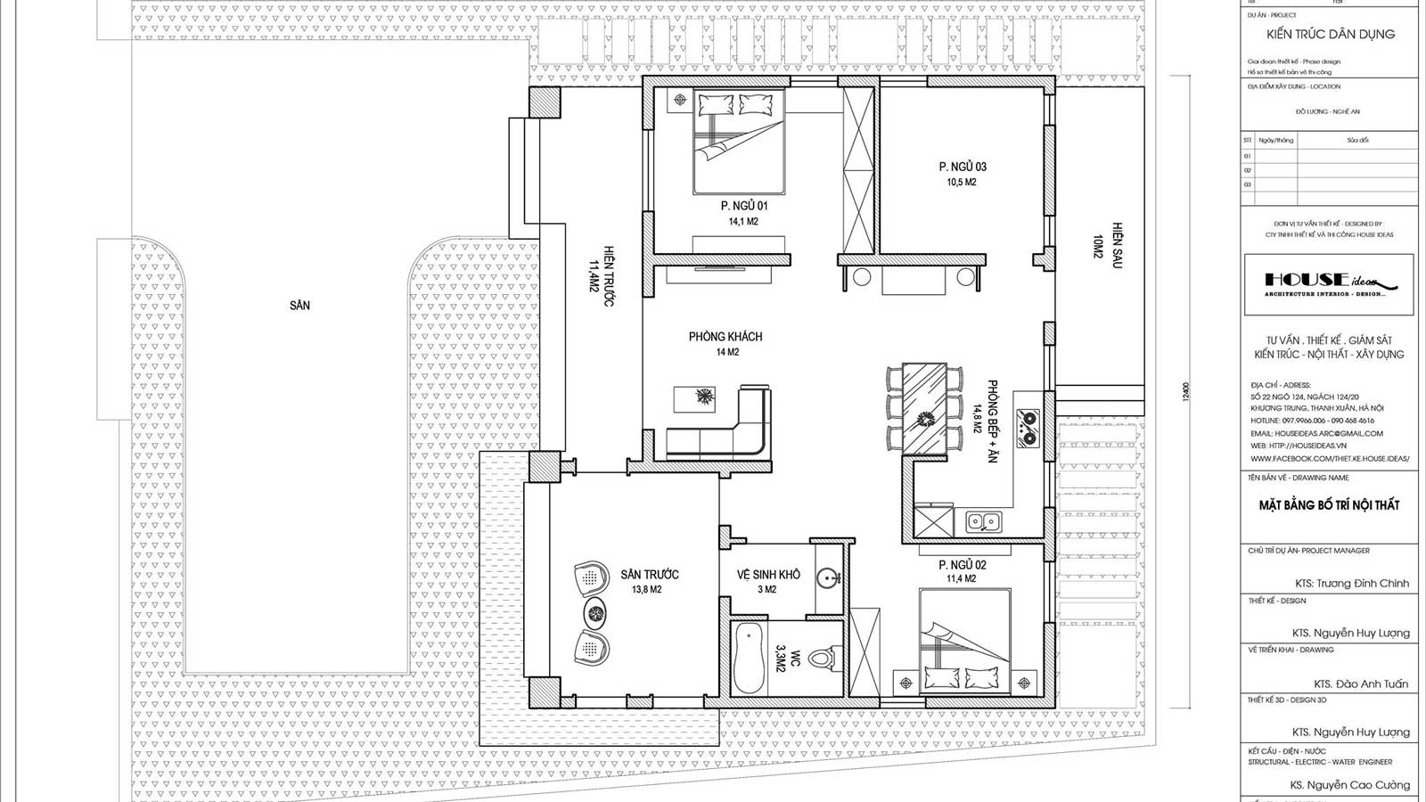 mặt bằng kiến trúc nhà vườn 10x12m