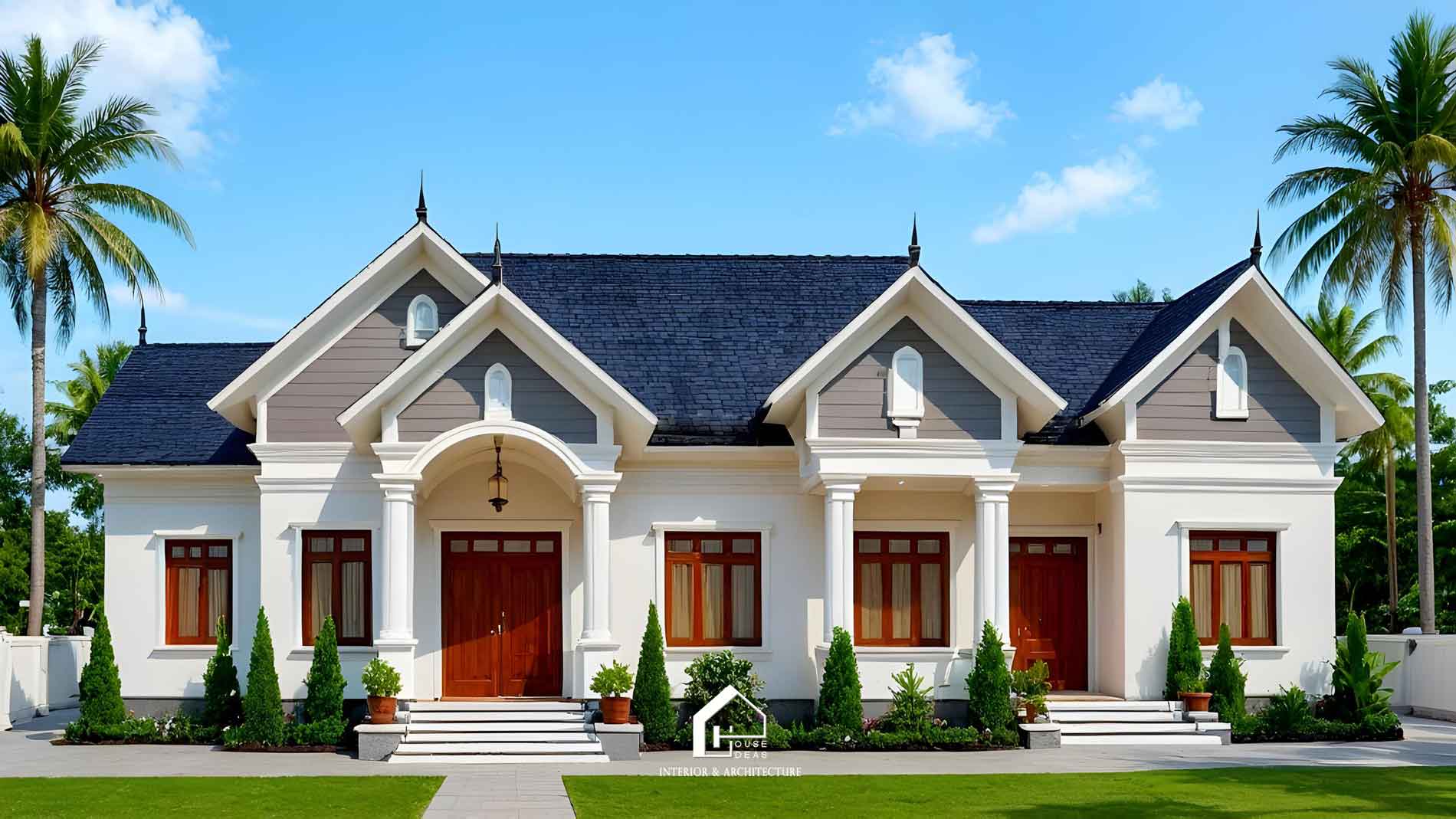 mẫu nhà ngang 1 tầng mái Thái