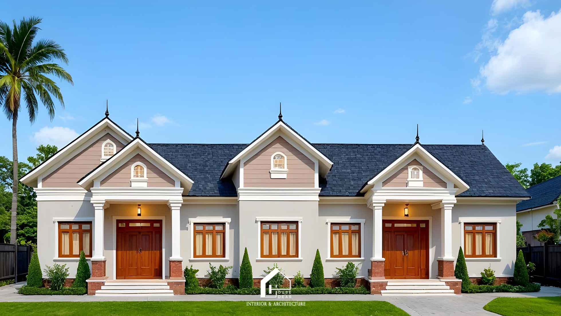 mẫu nhà ngang 1 tầng mái Thái