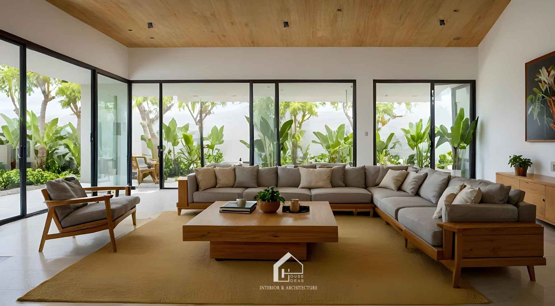 nội thất phòng khách tropical