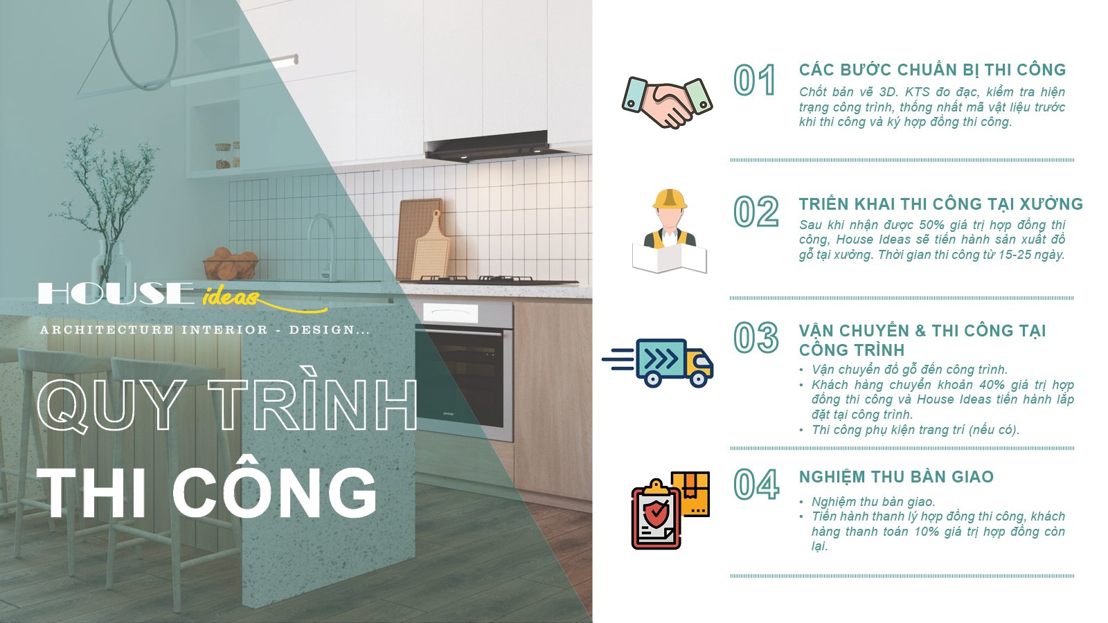 Quy trình thi công nội thất tại Công ty nội thất House Ideas