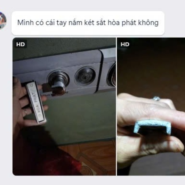 Két sắt Hòa Phát dòng KS hay bị gãy tay cầm mở két do làm bằng gang hay bị dòn và dễ hỏng gãy