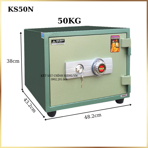 Két sắt chống cháy Hòa Phát KS50N khóa cơ loại nằm ngang bền an toàn dễ sử dụng