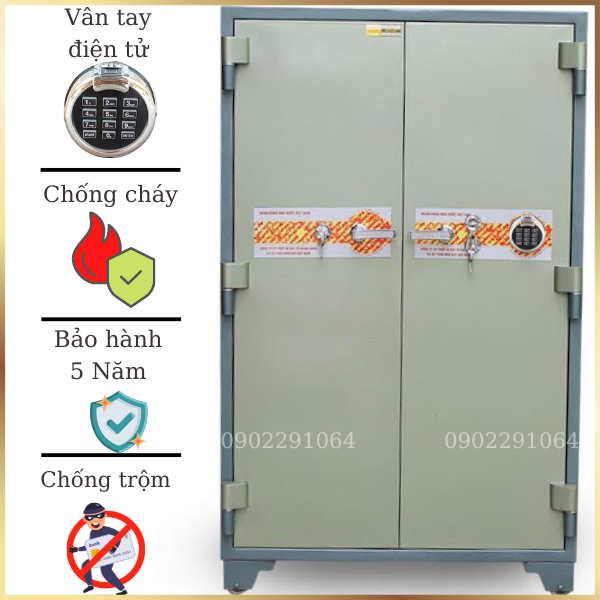 Trang bị két sắt ngân hàng K600F 2 cánh cỡ lớn 1m6 cho hiệu vàng, ngân hàng