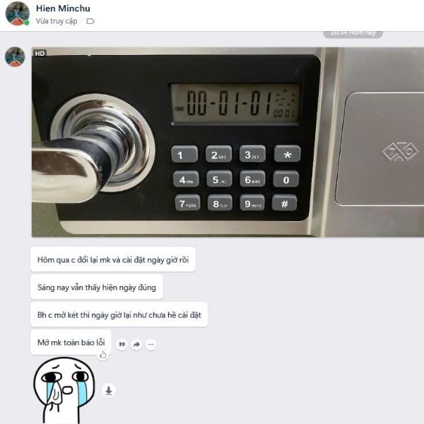 Khách hàng phản ánh Két sắt Hòa Phát Theone lỗi bảng điện tử