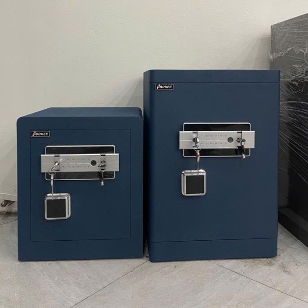 Két sắt Bokee màu xanh bảo mật bằng vân tay, điện tử, khóa chìa