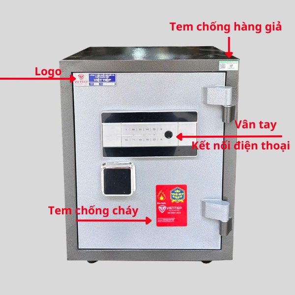 Cách nhận biết két sắt việt tiệp loại vân tay điện tử kết nối điện thoại