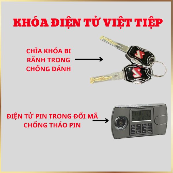 Các két sắt điện tử Việt Tiệp đời mới trang bị chìa bi rãnh trong chống đánh
