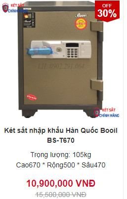Két sắt chống cháy nhập khẩu hàn quốc Booil BS-T670