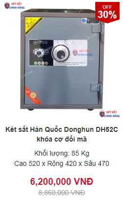Két sắt Donghun DH52E điện tử chốt khóa an toàn chống cậy phá khoan phá
