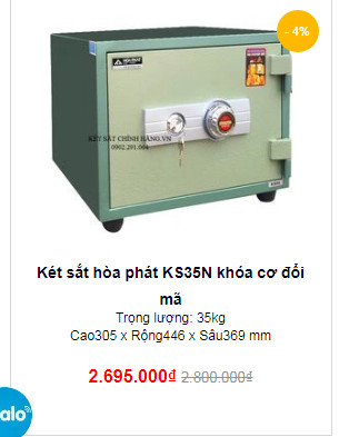 két sắt chống cháy hòa phát KS35N khóa cơ đổi mã