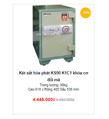Két sắt Hòa Phát Ks90K1C1 bảo mật an toàn