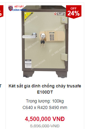 Két sắt Hàn Quốc trusafe TH100DT điện tử cho gia đình