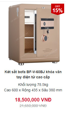 Két sắt vân tay điện tử bofa 60BJ chống trộm