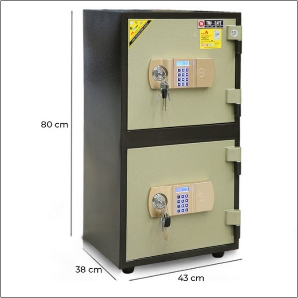 Két sắt 2 tầng Trusafe HQ63DT-2T điện tử chống cháy cho gia đình công ty