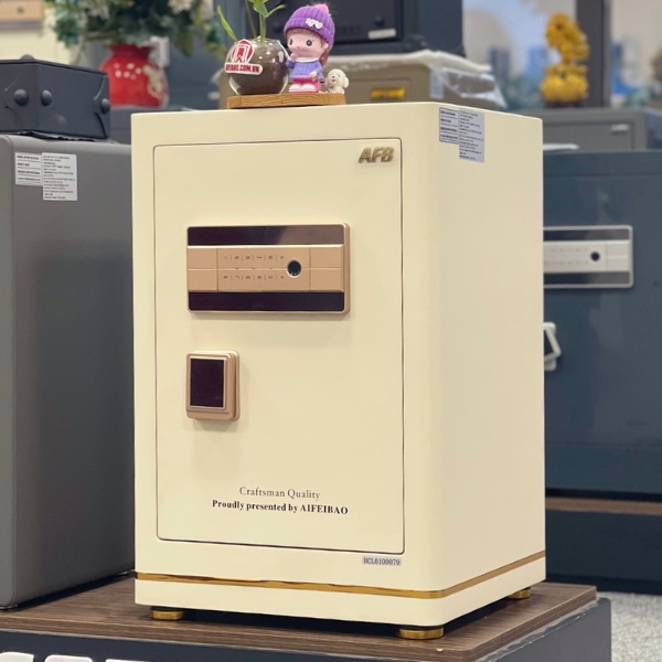 Két sắt vân tay AFB HK-A1D-60HM màu trắng kem bảo mật chống trộm hiệu quả