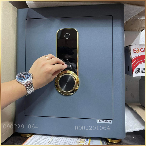 Hình ảnh thực tế Két sắt vân tay aifeibao HK-MD-45AS màu xanh