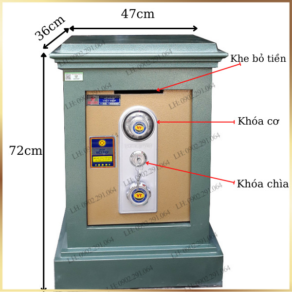 Két sắt việt tiệp KD46CD khoét mặt trước chất lượng cao