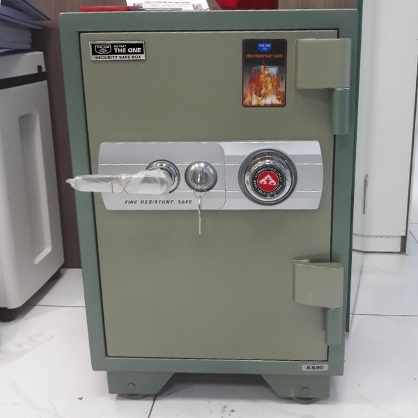 Két sắt Hòa Phát Theone SS90K1C1 khóa cơ màu xanh báo động qua SIM