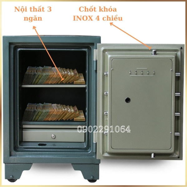 Nội thất két sắt ngân hàng BEMC K70 SB2 khóa cơ đổi mã