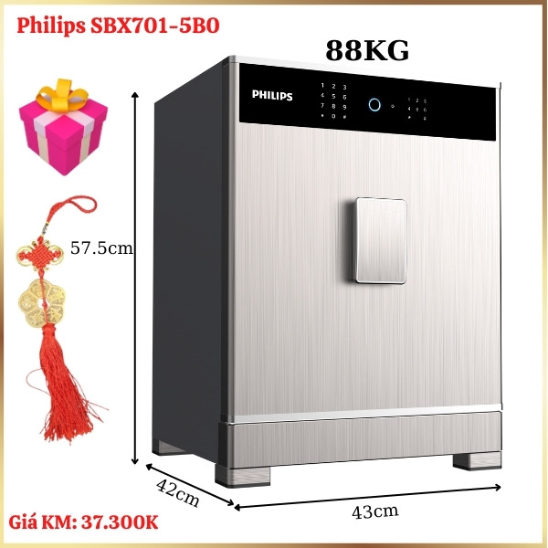 Kích thước két sắt Philips SBX701-5B0 vân tay nhập khẩu