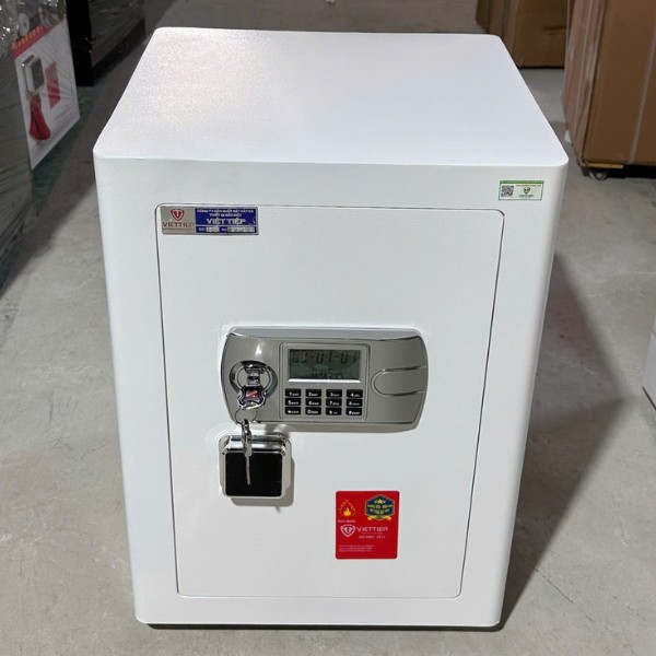 Két sắt Tài lộc Việt Tiệp KW63SCE điện tử màu trắng được sơn tĩnh điện bền đẹp