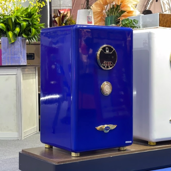 Thực tế két sắt nhập khẩu thông minh Aifeibao 80ALS màu xanh