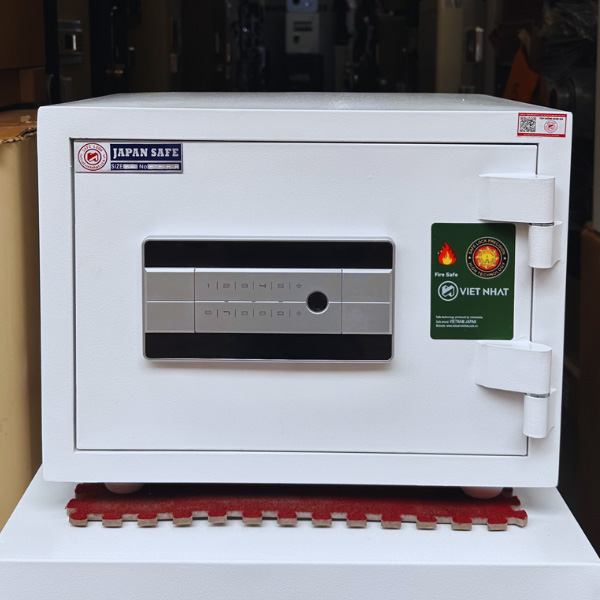Đặc biệt két sắt thông minh Việt Nhật VN22FE kết nối điện thoại màu trắng mở bằng vân tay điện tử