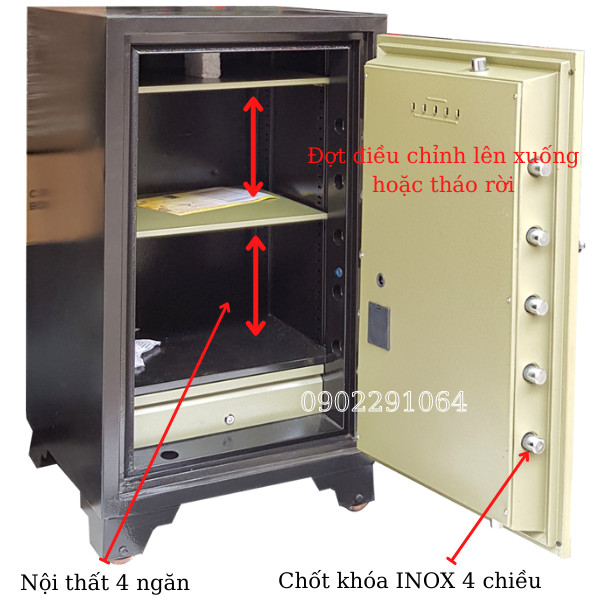 Nội thất két sắt Hàn Quốc trusafe C200DM khóa cơ đổi mã