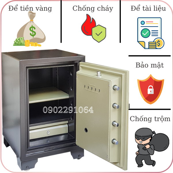 Két sắt Trusafe C120DM đổi mã chống cháy thách thức mọi sự va chạm và cạy phá từ bên ngoài