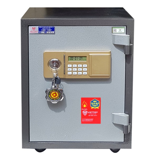 Két sắt Việt Tiệp KV54DT Điện Tử màu ghi xám an toàn chống cháy 1000 độ C trong 2 giờ